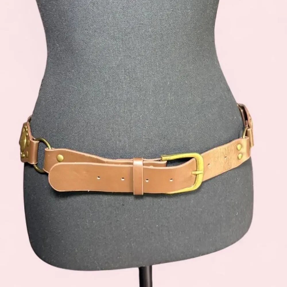 Brown faux leather concho belt  Boho western fairycore vintage y2k